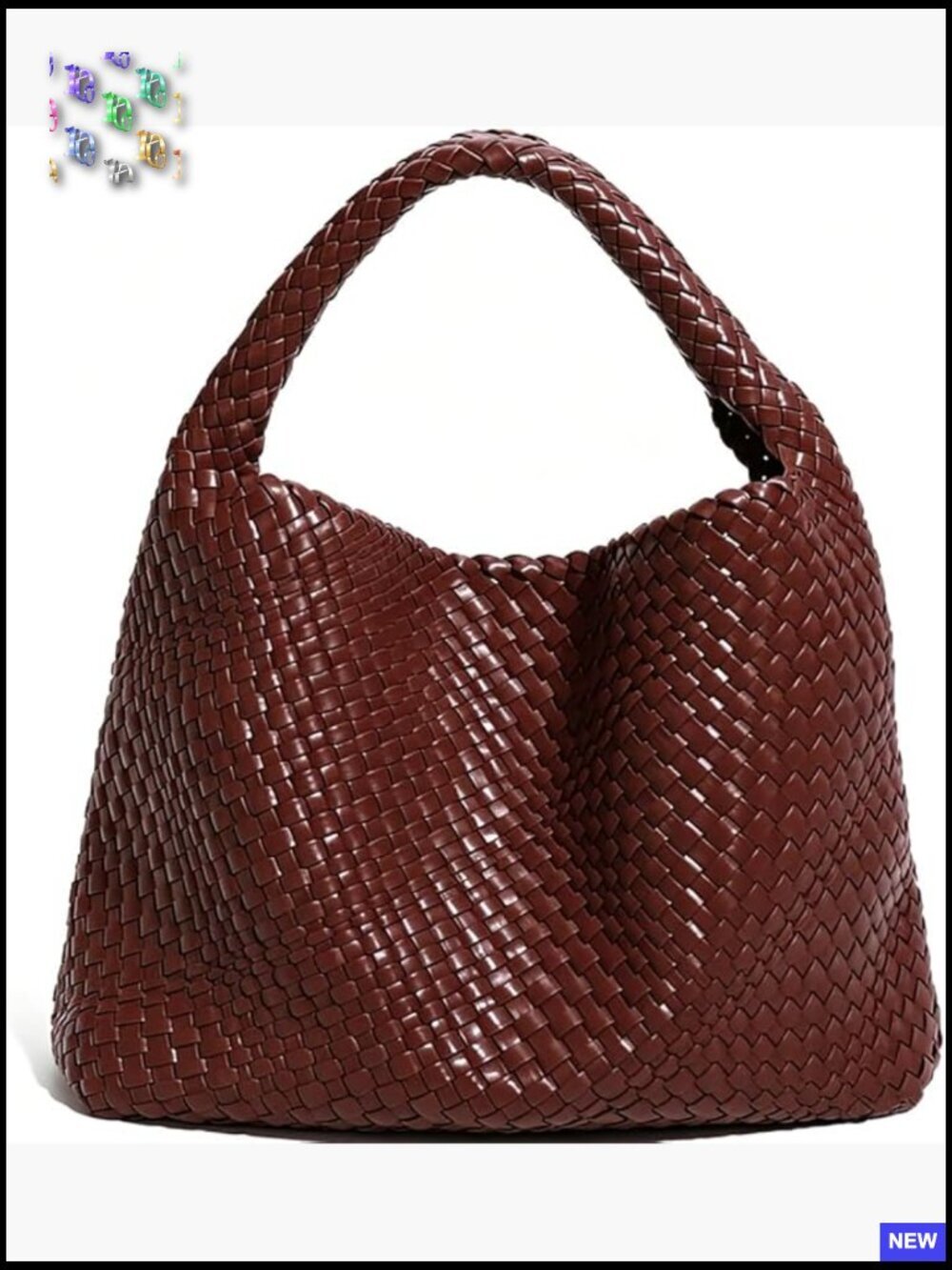 Handwoven Vegan Leather Hobo Tote Bag Large Capacity Shoulder Bag Work Commuter